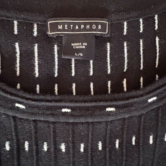 Metaphor Black Sleeveless Knit Dress Stretch Fit Flare Size Large White Eco - Picture 2 of 8